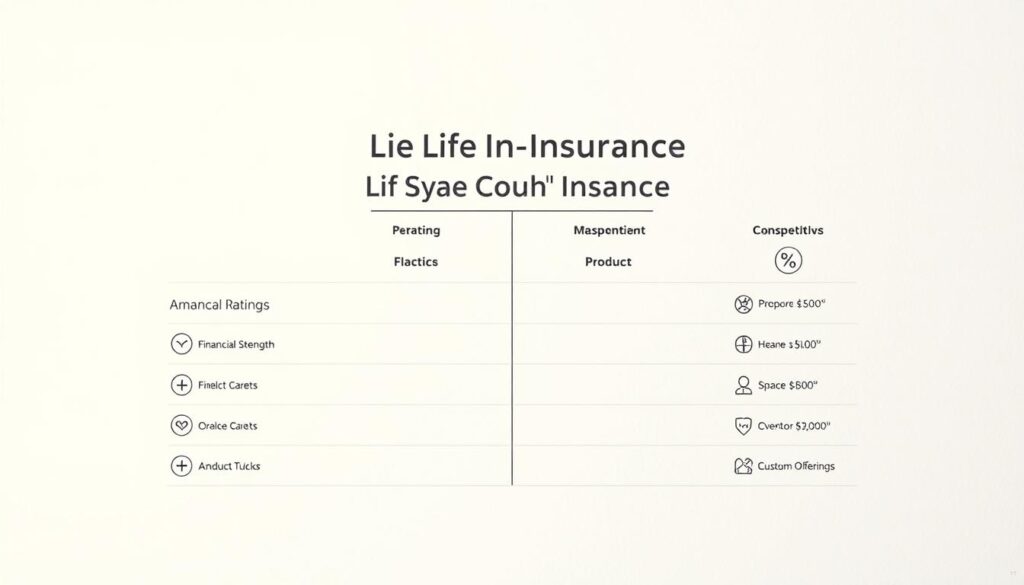 A sophisticated comparison of life insurance ratings, showcasing Amica Life Insurance alongside its key competitors. A clean, minimalist layout with sleek icons and infographic-style visualizations, presented against a subtly textured white background. Subtle, warm lighting casts a professional, authoritative tone. The focus is on clarity and objectivity, guiding the viewer through a side-by-side evaluation of crucial metrics like financial strength, customer satisfaction, and product offerings. The overall aesthetic is modern, polished, and designed to build trust and confidence in the viewer's decision-making process.